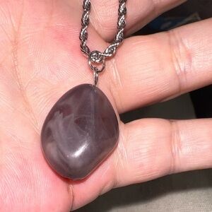 14k white gold vermeil diamond cute rope Necklace purple gemstone 22” 3mm